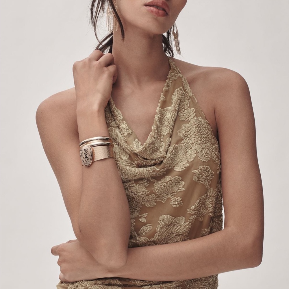 Anthropologie velvet burnout cowl neck tank